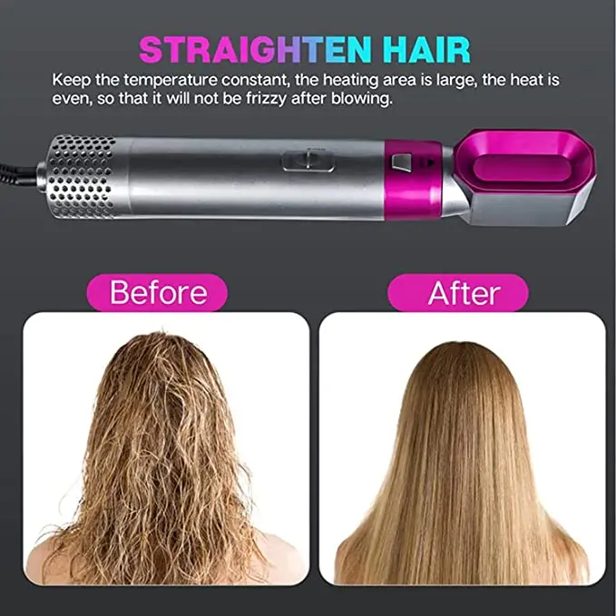 5 In 1 Hot Air Comb Brush Detachable Dry and Wet Hair Straightener Automatic Hair Suction Curler Styler Hair Dryer