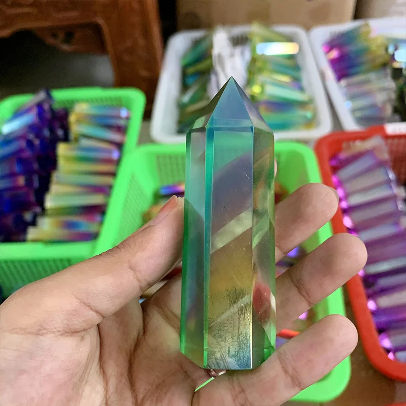 Wholesale artificial crystal angel halo titanium rainbow coated tower