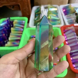 Wholesale artificial crystal angel halo titanium crystal rainbow titanium coated crystal tower