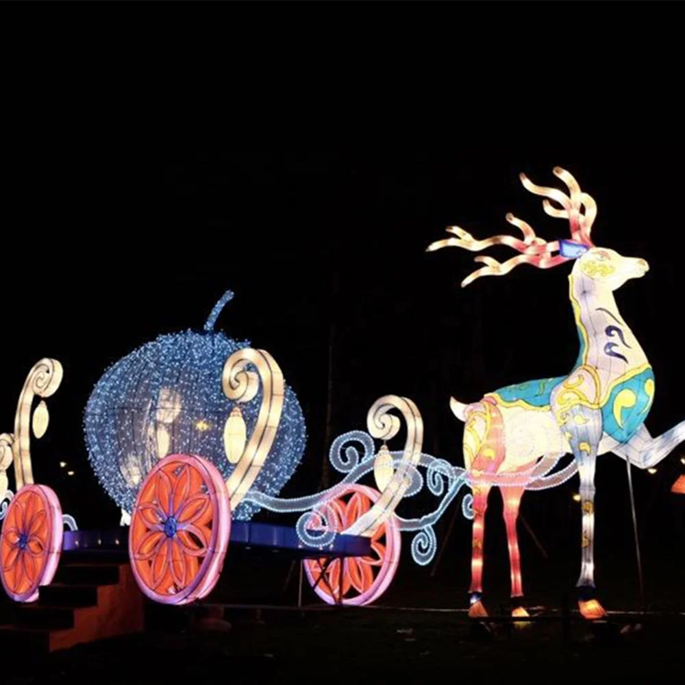 Wedding Drawn Carriage Horse Wagon Pumpkin Carriage Lighting Christmas Deer Sled For Xmas Decoration