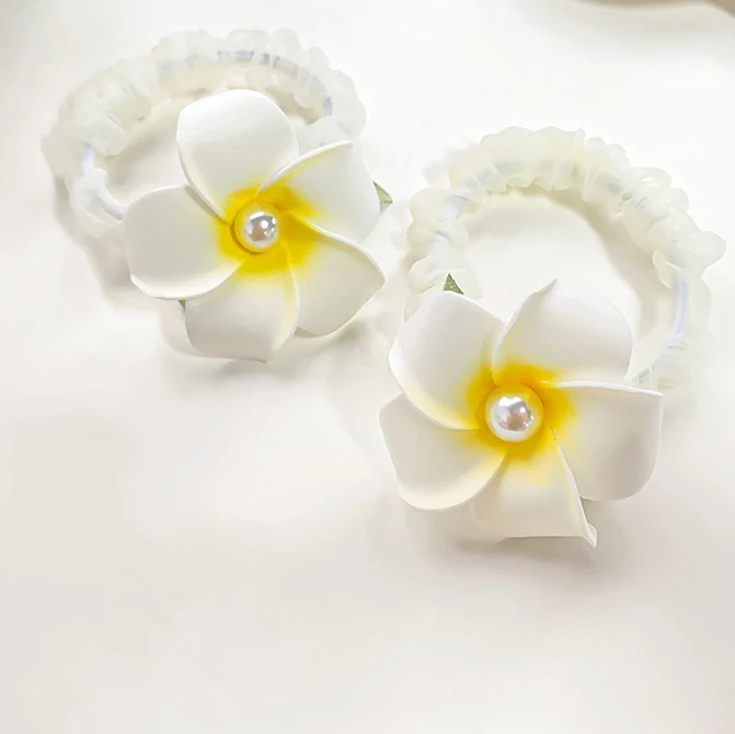 MIO flower hair band with artifical flower big foam hawaii flowers elastic plumeria hair rubber band beach daily