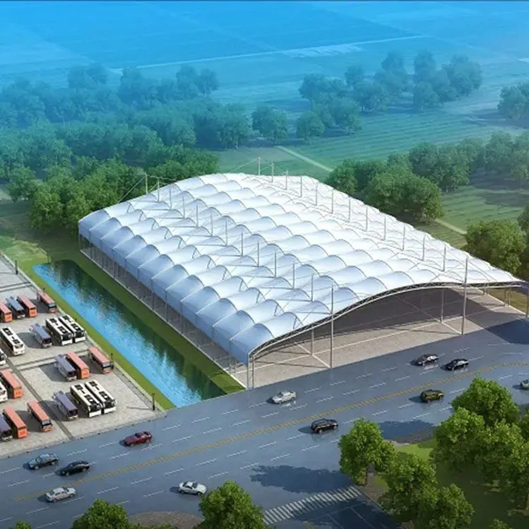 Fiber Fabric Polyester Fiber Glass Fiber Coating PVC PVDF PVF PTFE ETFE Tensile Shade Steel Cable Membrane Structure