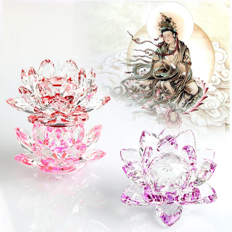Religious Buddhism flower crystal glass lotus For Decoration