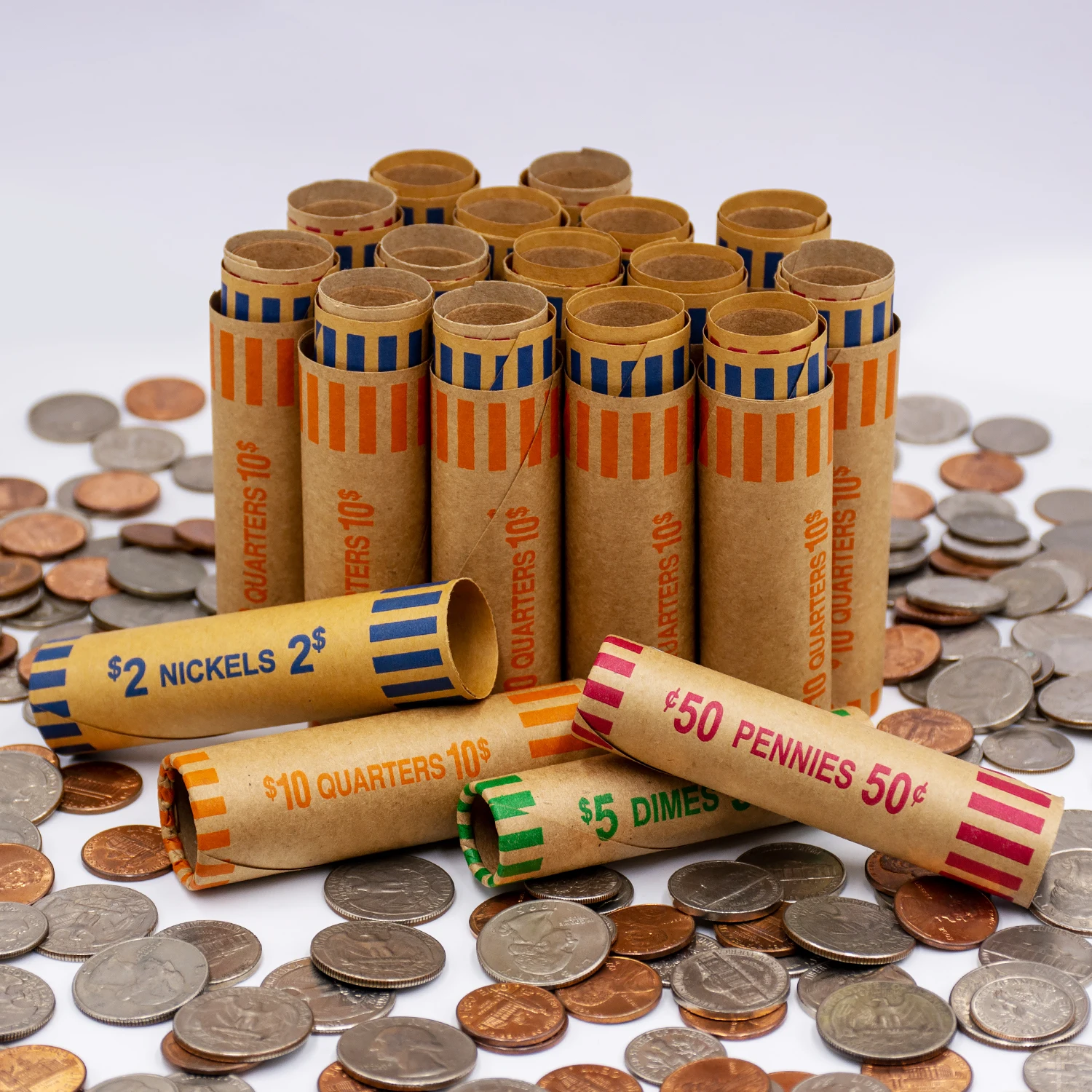 ABA Color Preformed Coin Wrappers Rolls: Preformed Tubular Cartridge Wrappers, Make Coin Management Simple and Efficient.