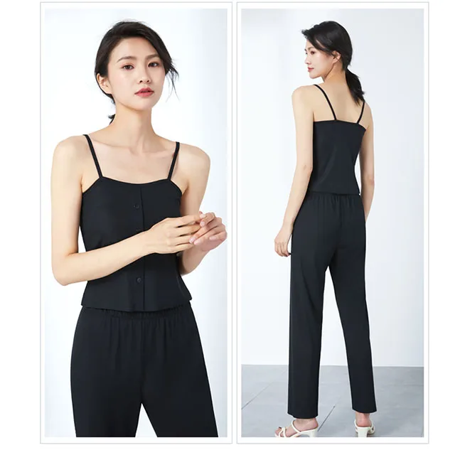 New Icy Silk  camisole Home Clothes Fashion Pajama Suit For Women