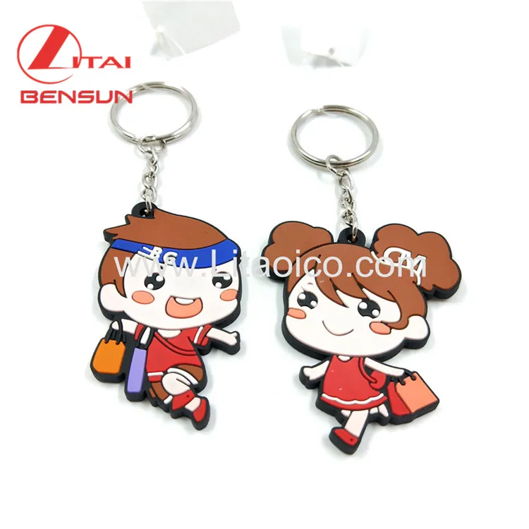 Wholesale Custom Cute 3D Soft PVC Keychains sublimation Key Chain Happy Lover PVC Keychain
