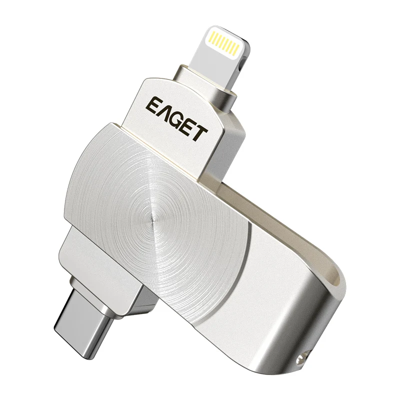 EAGET i66pro 3 in 1 USB Flash Drive 128GB 256GB MFI Certified OTG Pendrive for iPhone/PC/Android