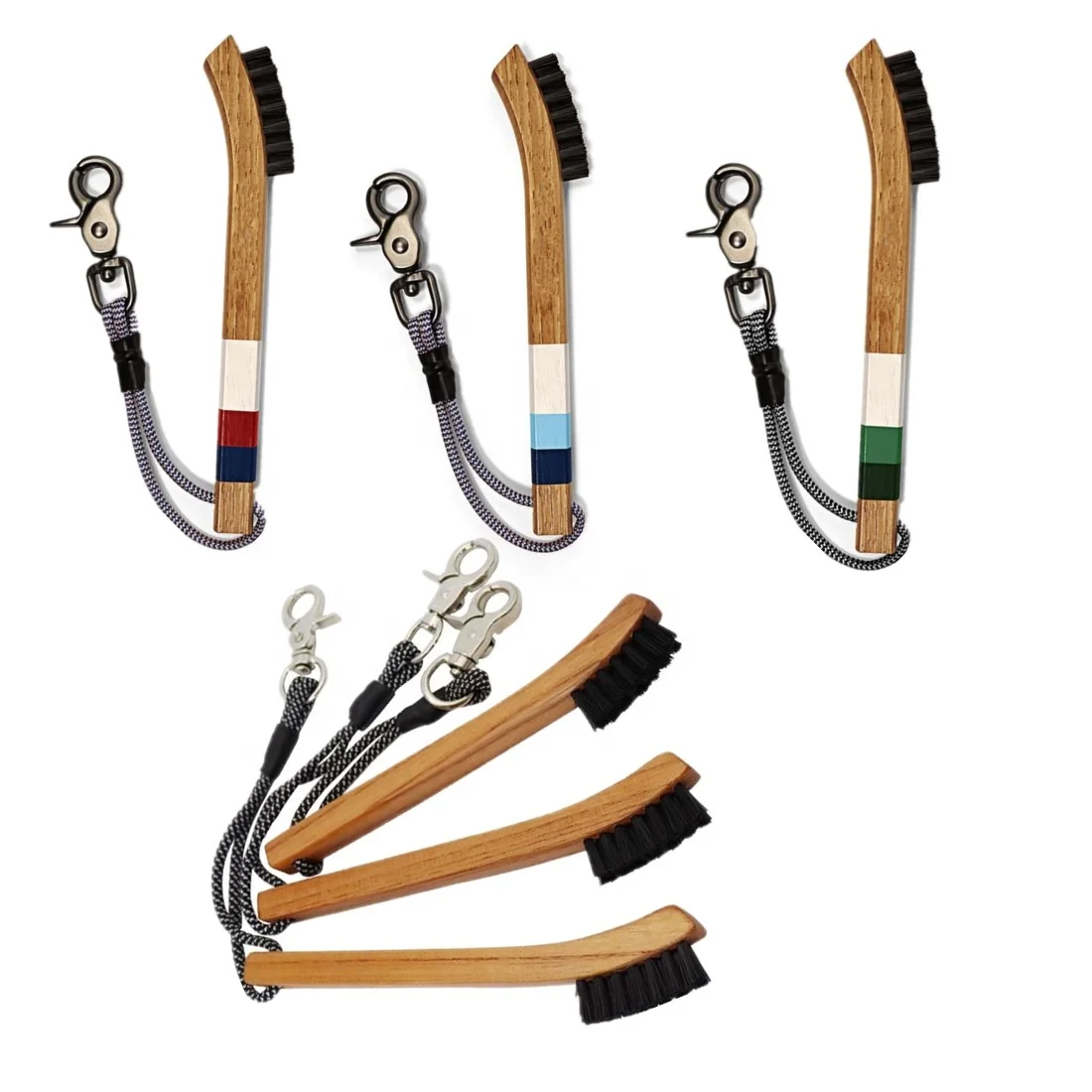 Factory Supply OEM ODM Sports Cleaning Tool Beech and Hickory Wooden Handle Nylon Golf Club Cleaning Brush and groove Cleaner