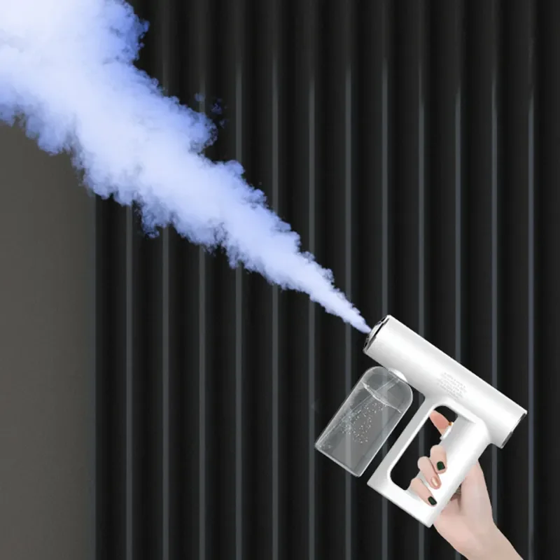 Shenzhen factory OEM ODM new handheld nano fog disinfection spray gun blue light fog spray gun wireless charging USB steriliser