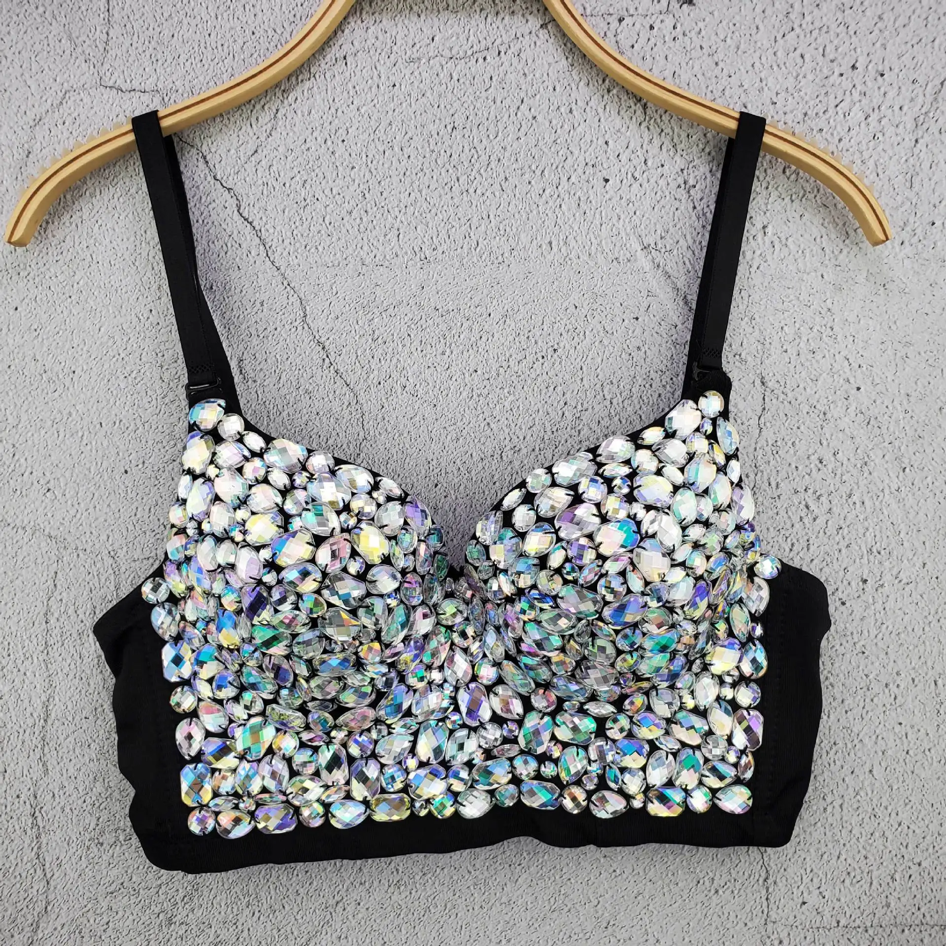 Bar Performance Clothes Sequined Belly Dance Camisole Fancy Diamond Tube Bustier Top