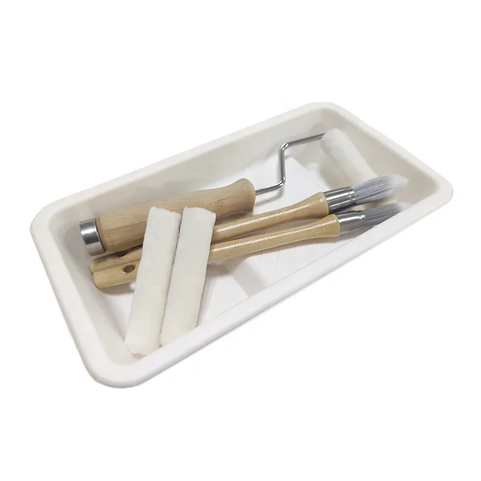 wholesale Interior Paint tools accessories Palette bagasse paper material paint tray set decorative Paint roller brushes