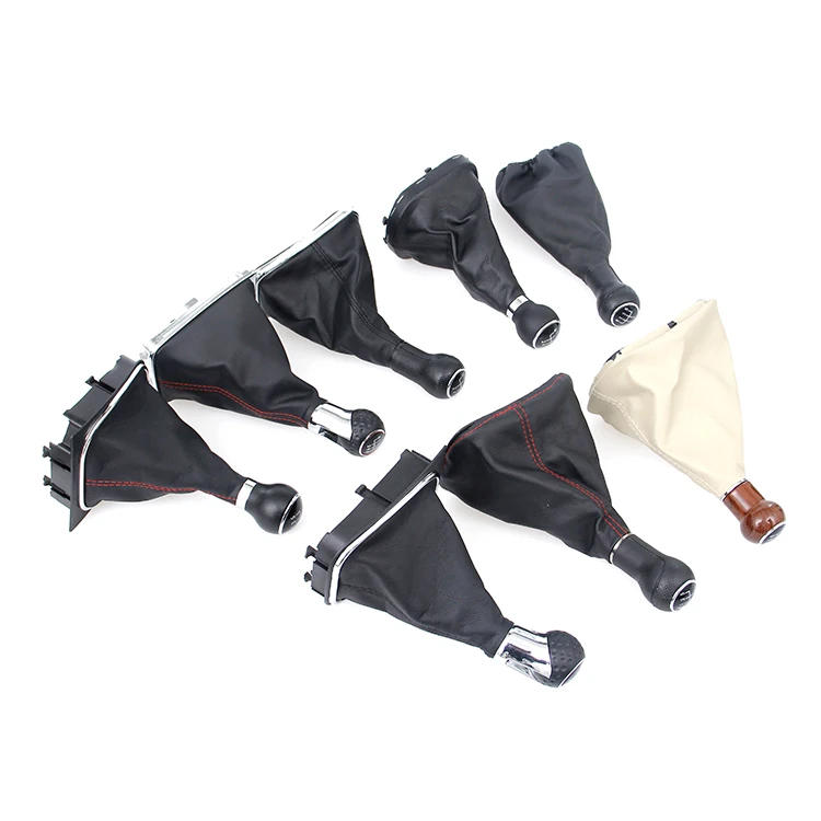 Fasctory good manual speed leather car gear lever gear shift knob with dust cover for vw golf 5 golf 6 mk5 gti