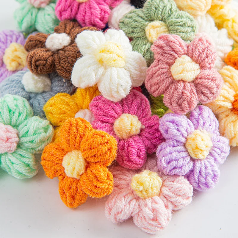 New hand woven wool crochet artificial eternal flower 4cm5cm6cm, multiple crochet flower heads as holiday gifts