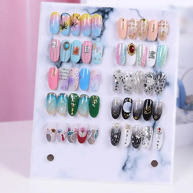 New nail art display board works display book marble three-dimensional magnet adsorption removable color card nail display board
