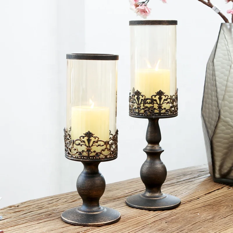 Wholesale Glass Candle Stick Home Other Decoration Candlestick Unique Creative Metal Candle Holder