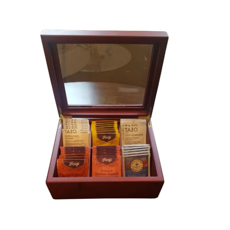 Factory Manufacturer Great Gift Luxury Tea Bag Storage Wholesale Wooden Tea Bag Organizer 6