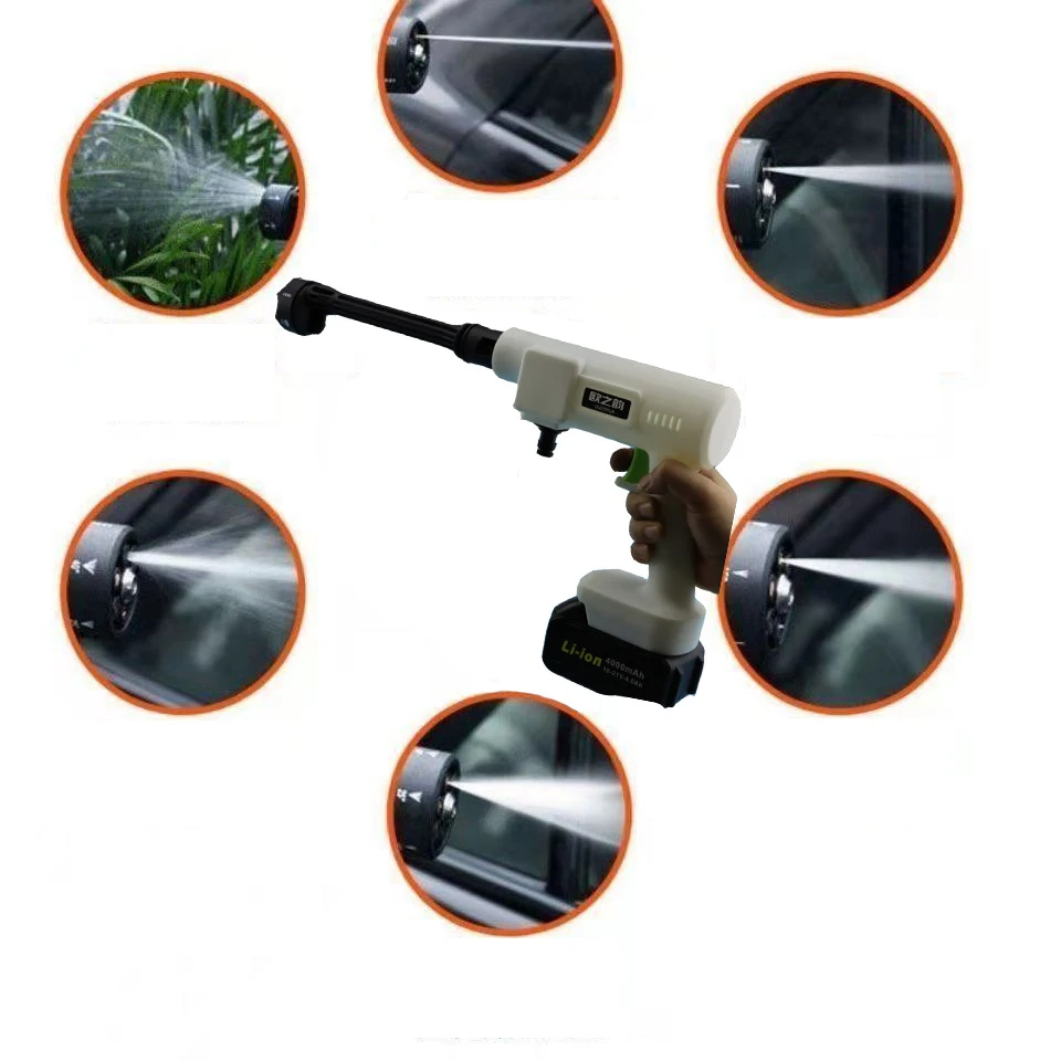 Беспроводной портативный пистолет для мойки автомобиля, пенораспылитель для мойки высокого давления с перезаряжаемой литиевой батареей