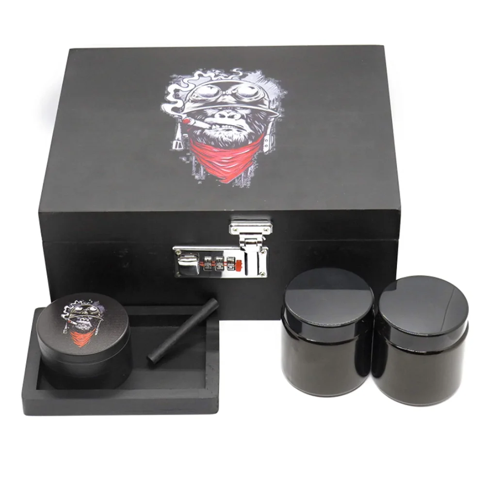 
Stash box combo kit Extra large stash box Wooden Storage box with Rolling Tray black Herb Grinder Smoking Accessories Organizer 
