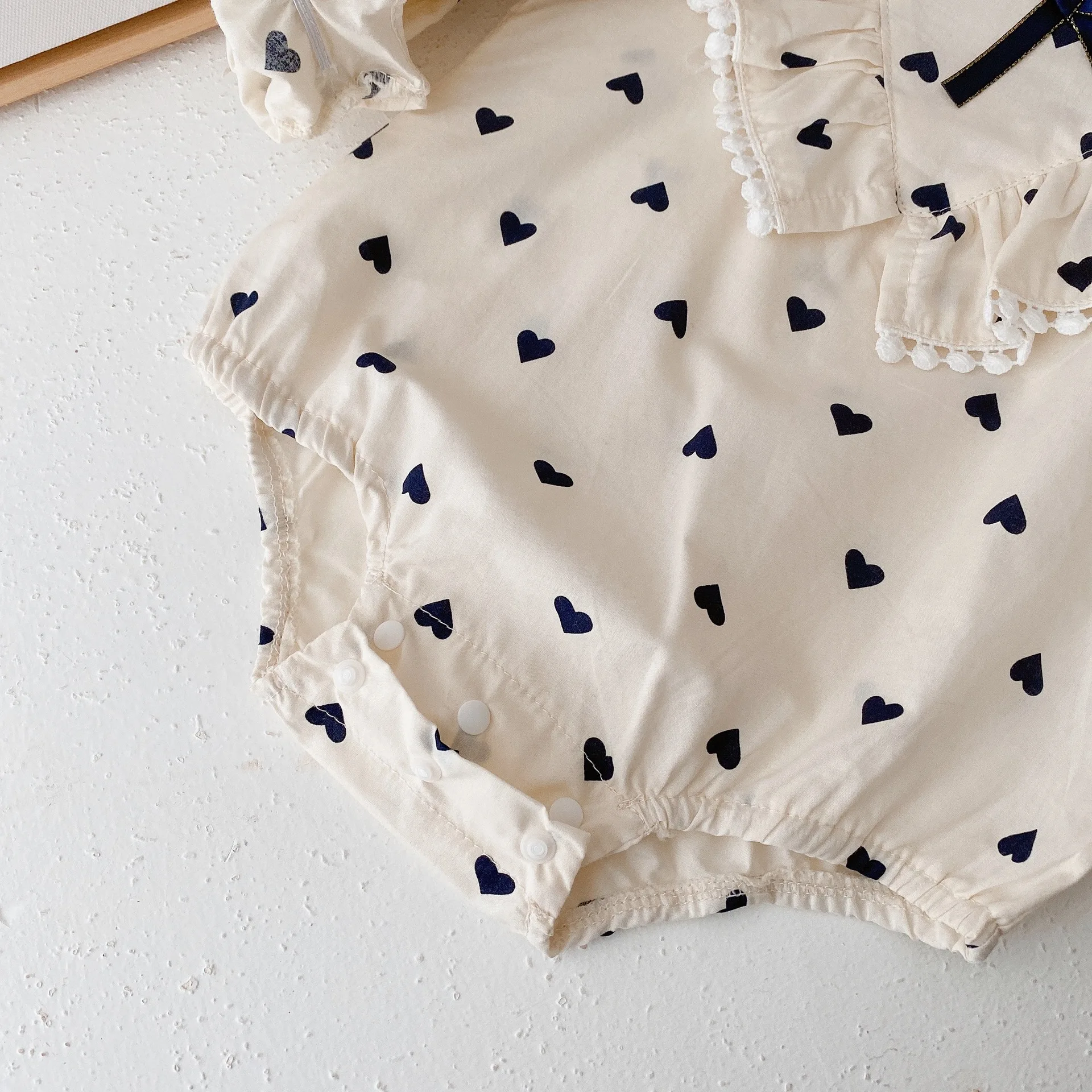 Wholesale Print Ali X Press Depuy S-rom Infant Baby Clothes Polka Dot Girl Jumpsuit Ruffle Rompers Long Sleeve Cotton Bodysuit