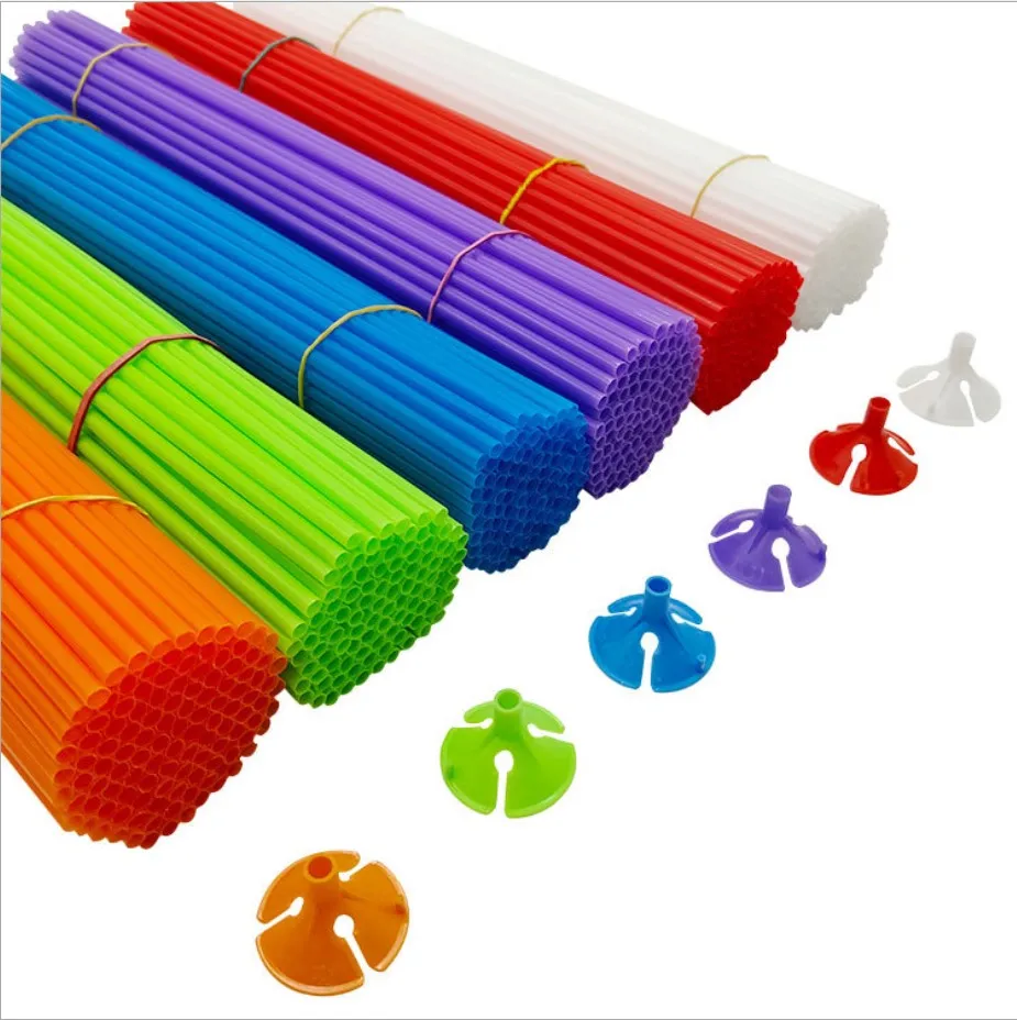 Wholesale Colorful Balloon Sticks Plastic towing Rods bracket Supplies 27/32/40/42 cm Lengthened Balloons rod Holder Sticks set