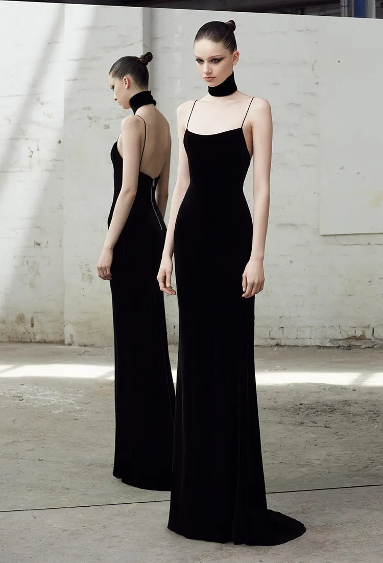 2024 New Sexy Ladies Camisole Dress for Party Elegant Velvet Mermaid Evening Dresses