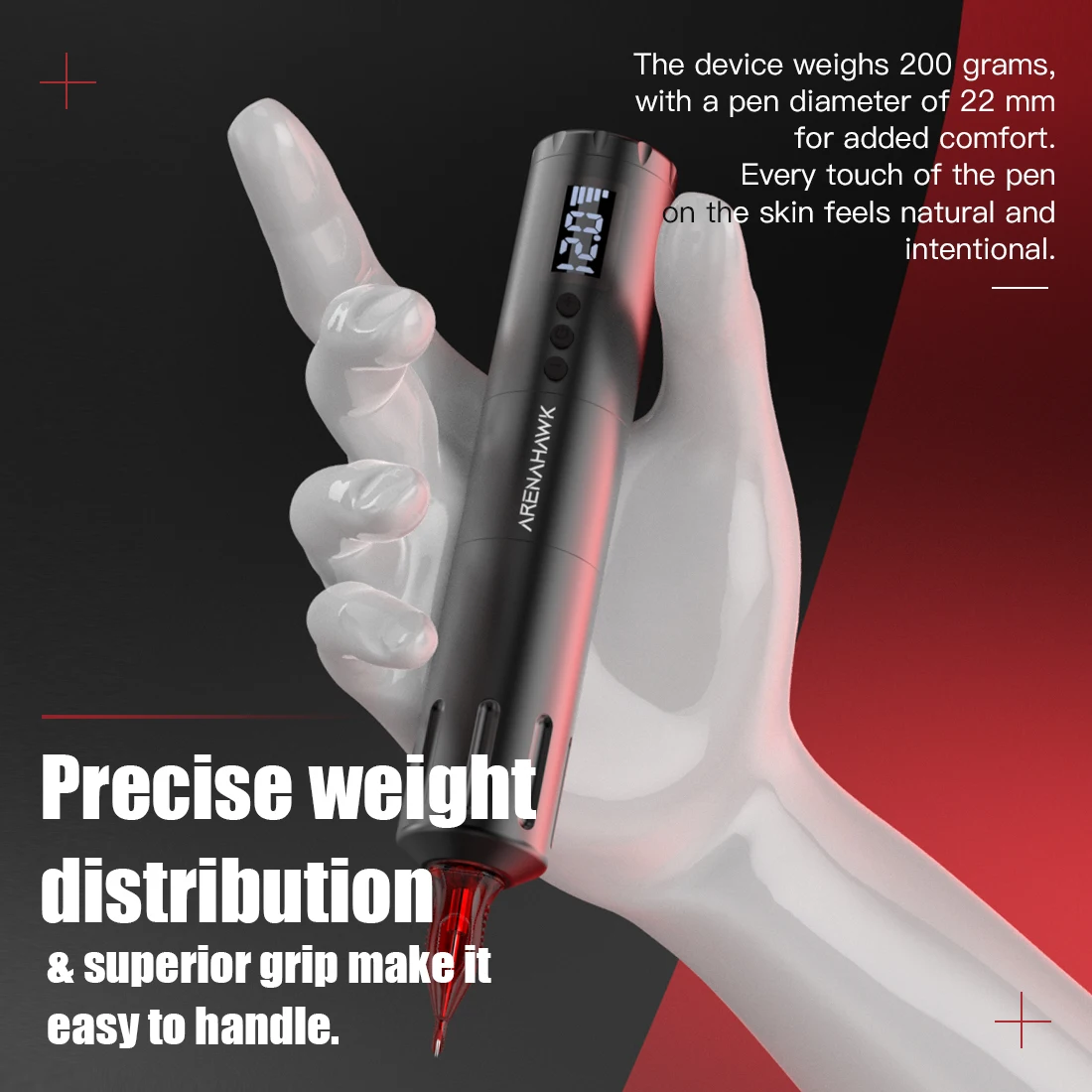 Arenahawk New 3.0mm Stroke Wireless Battery RCA Tattoo Pen Machine for Tattoo Beginner