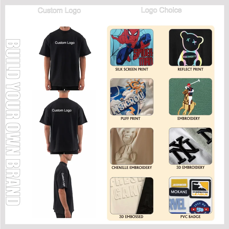 high quality 240 gsm drop shoulder heavyweight t-shirt luxury blank heavy cotton custom streetwear oversized t shirt man