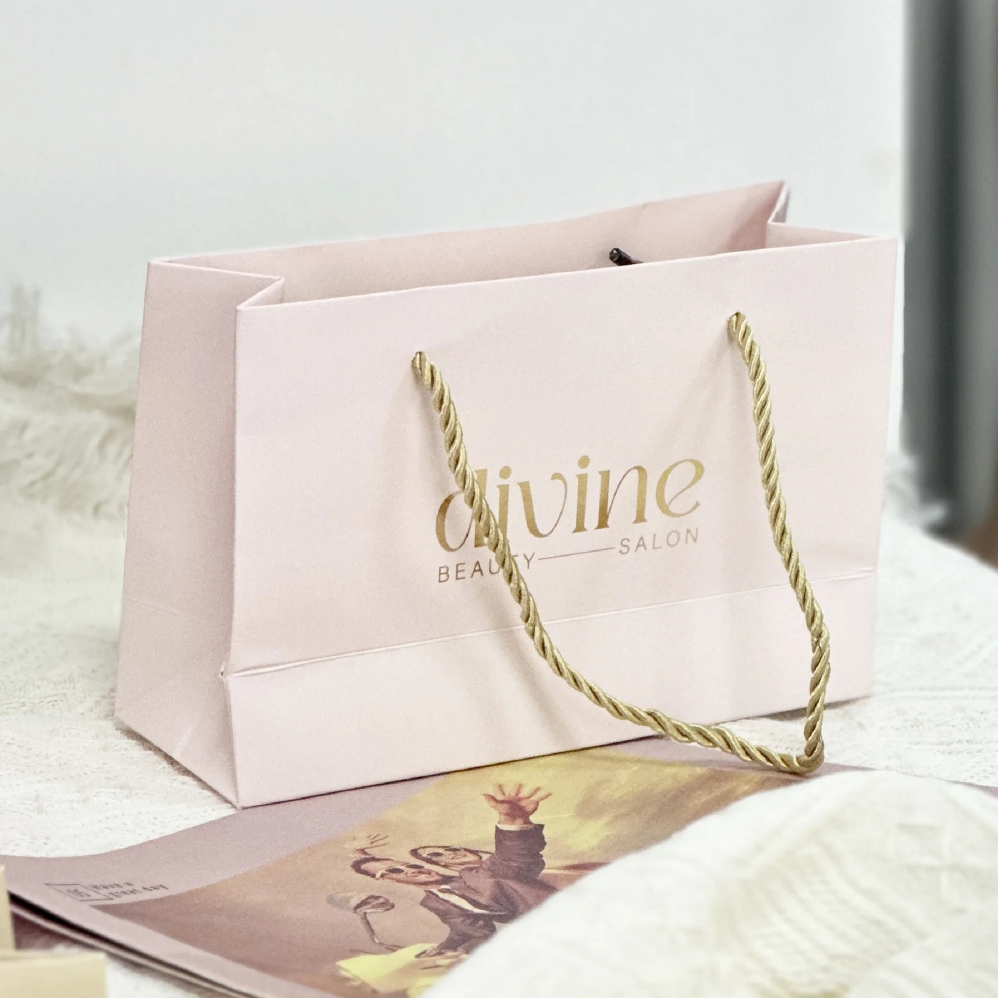 Recyclable paper bag print logo small size paper packing gift luxury bags paper shopping jewelry brand bags for clothing