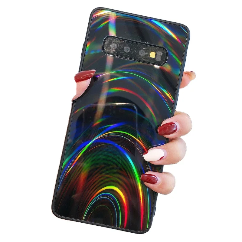 
3D Rainbow Glitter Mobile Fashion Phone Case Holographic Prism Laser Cover Bag for Samsung S10 Plus Lite Edge 