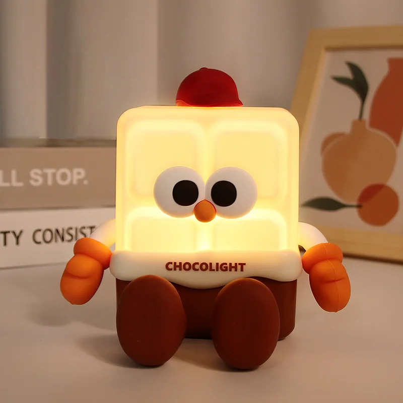 New Creative Cute Child Small Silica Gel Touch Control Soft Desk Lamp Shape Chocolate Nightlight