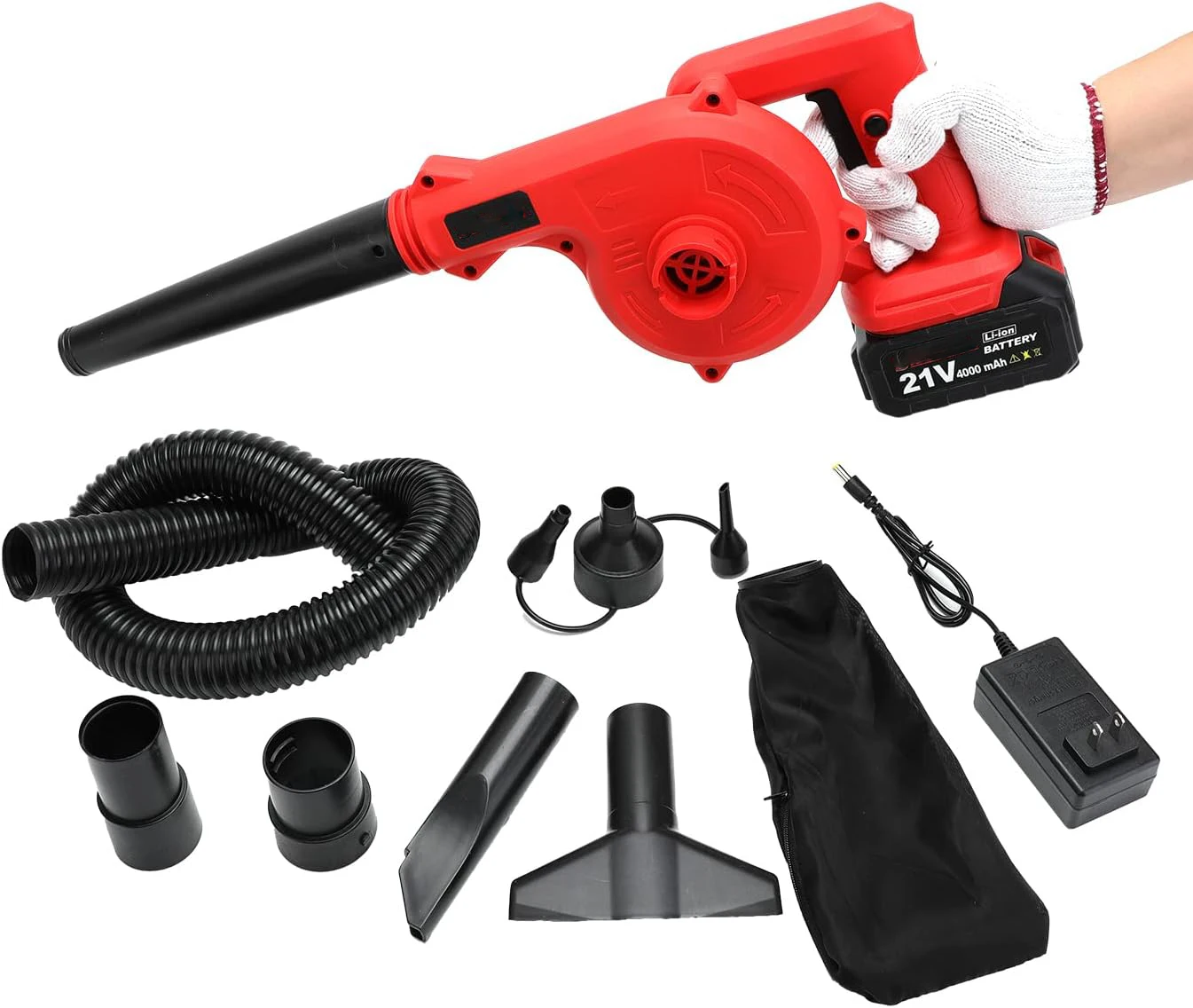 21V Mini Leaf Blower Cordless Electric 5.4 Kpa Noise Free Air Leaf Blower with Battery and Charger for Lawn Care
