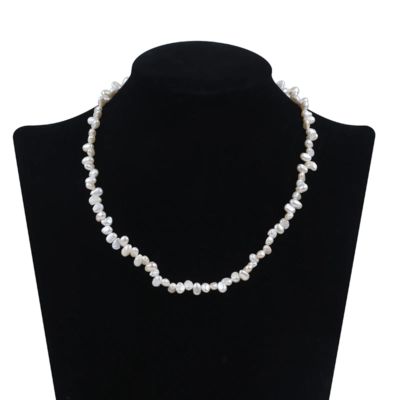 Simple Design  Wholesale Rice Bead Necklace 5-6mm Fresh Water Real Pearl Natural Pink