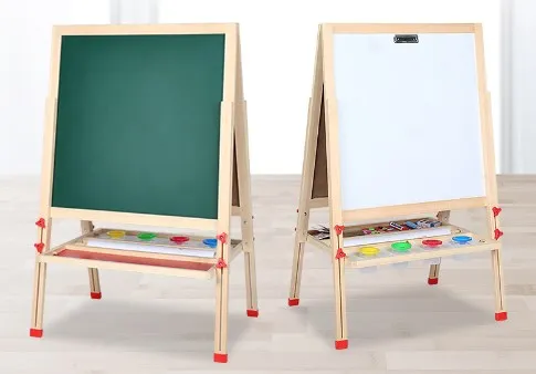 Custom Hot Sale Kids Gift Stand Easel Children Toys Wooden 2 in 1 Blackboard Kids Learning Drawing Chalkboard