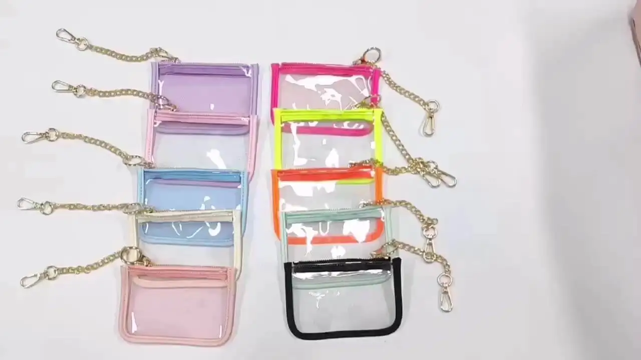 Cute Simple Candy Color Pvc Transparent Halloween Clear Purse Creative Keychain Coin Purse Key Bags Small Clutch Bag Kid Purse