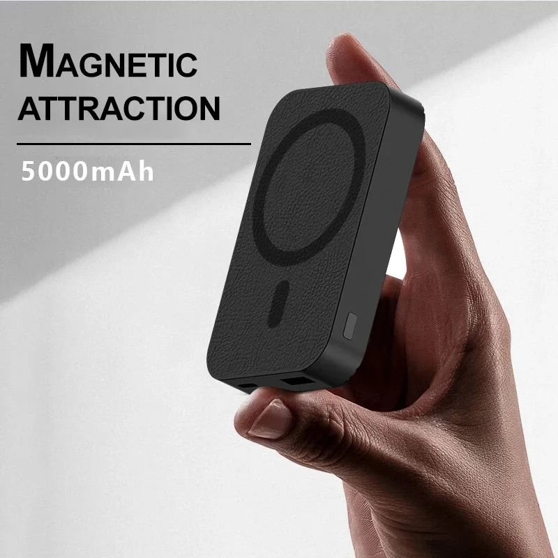 Amazon hot new portable 15W Mag safe battery pack fast charging wireless charger 5000mah mini wireless magnetic power bank