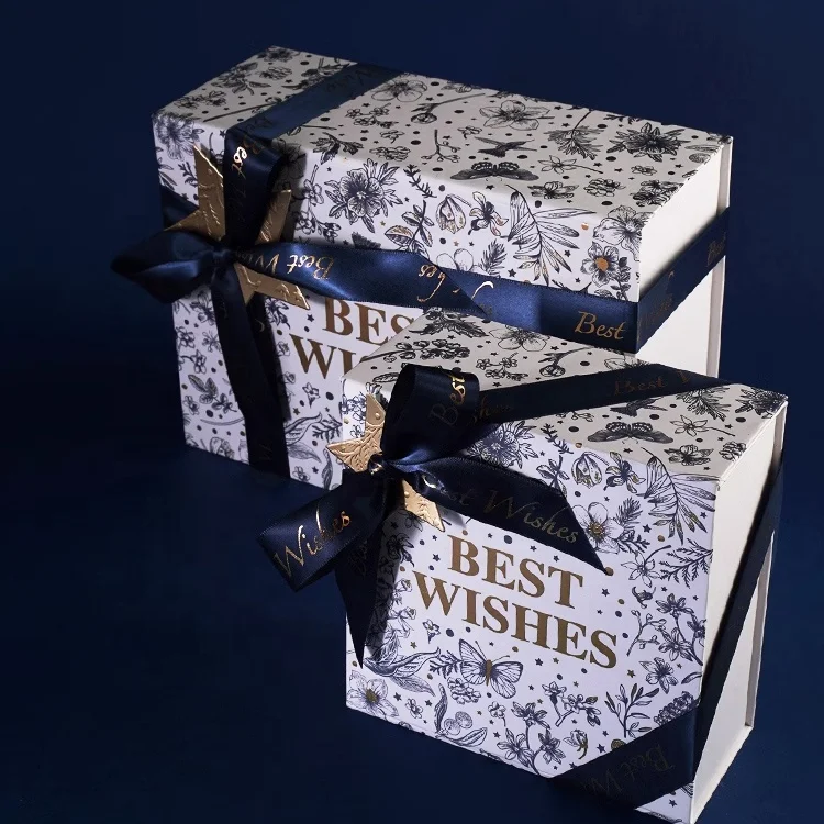 Printed ribbon gift box ribbons for packaging decorative pre tied elastic satin ribbon bow