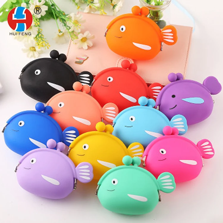 
Lovely soft and convenient multi-functional cheap silicone fish zero wallet & Silicone Coin Wallet 