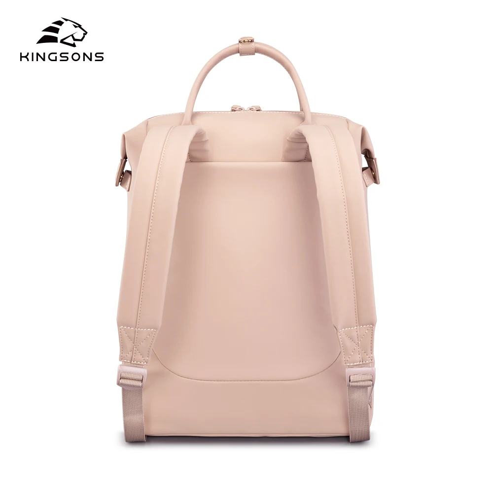 Kingsons Ladies Small laptop backpack 14 inch Girls Fashion School Waterproof backpack Travel work bag Concise casual pink