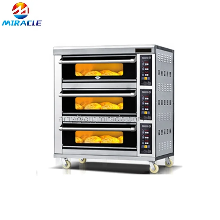 3 Deck 6 Trays Gas Power Bakery Baking Deck Oven Machine For Sale