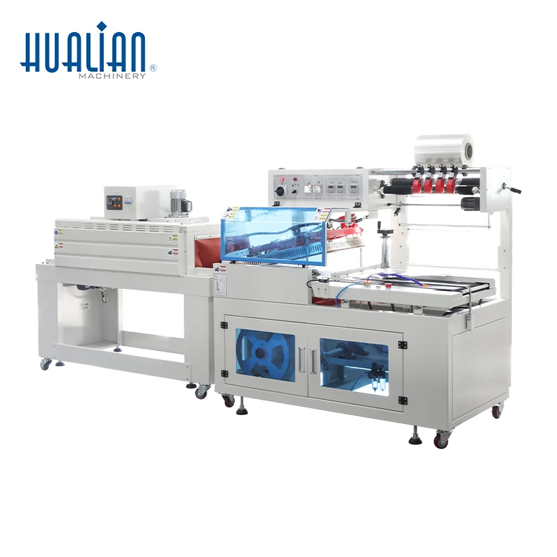 BSF-5640LG/E+BS-4522 Hualian POF PE  Bath Bomb Food L Type Heat Tunnel Shrink Wrap Wrapping Stretch Film Packaging Machine