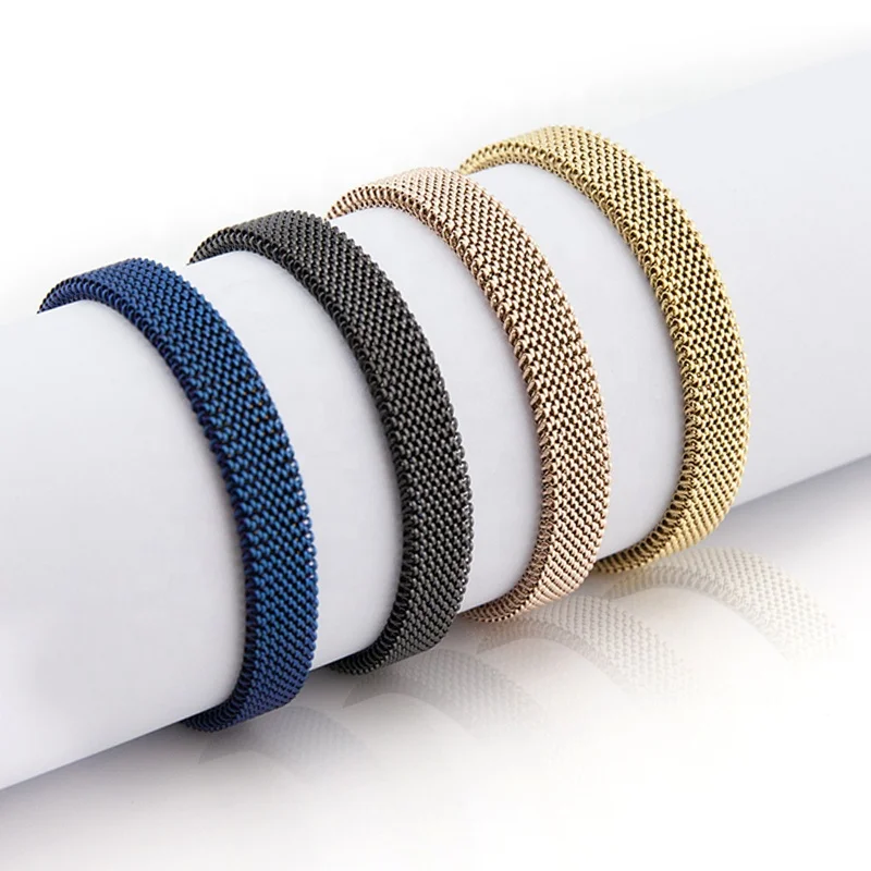 
Direct Factory Price Stainless Steel Rainbow Color Mesh Elastic Bracelet For Men And Women 