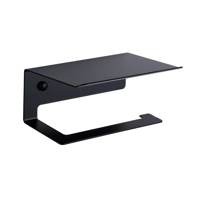 Stainless Steel Punch-Free Toilet Tissue Rack Baking Paint Metal Roll-Up Storage Rack Bathroom Paper Punch-Free Toilet Paper Box