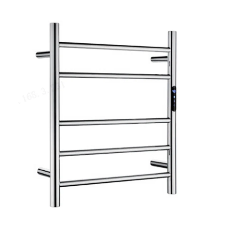 Modern 304 Stainless Steel Bathroom 5-Bar Design Wall Mounted Electric Heated Towel Rack with Intelligent Drying Feature Black
