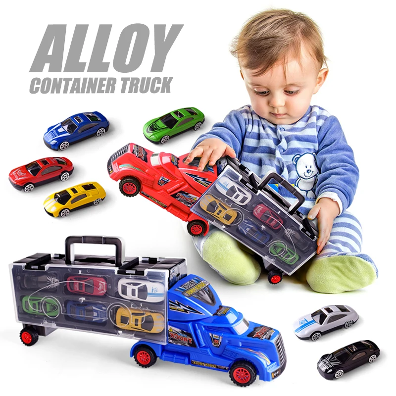 Diy Model Alloy Trailer Racing Car Diecast Storage Container Cars Vehicle Metal Truck Toys