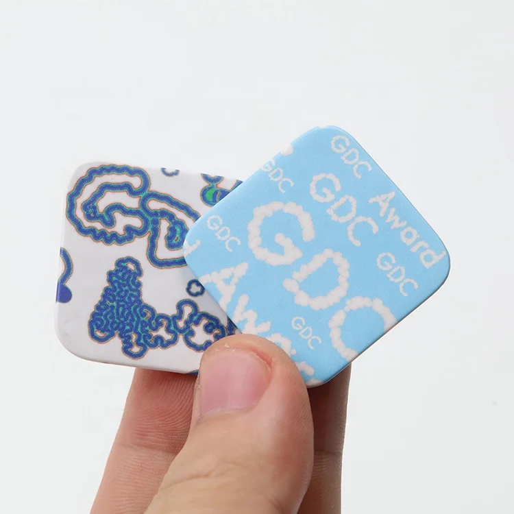 Metal Pin Manufacturer Custom Logo Square Shape Tinplate Tin Button Badge for Promotional