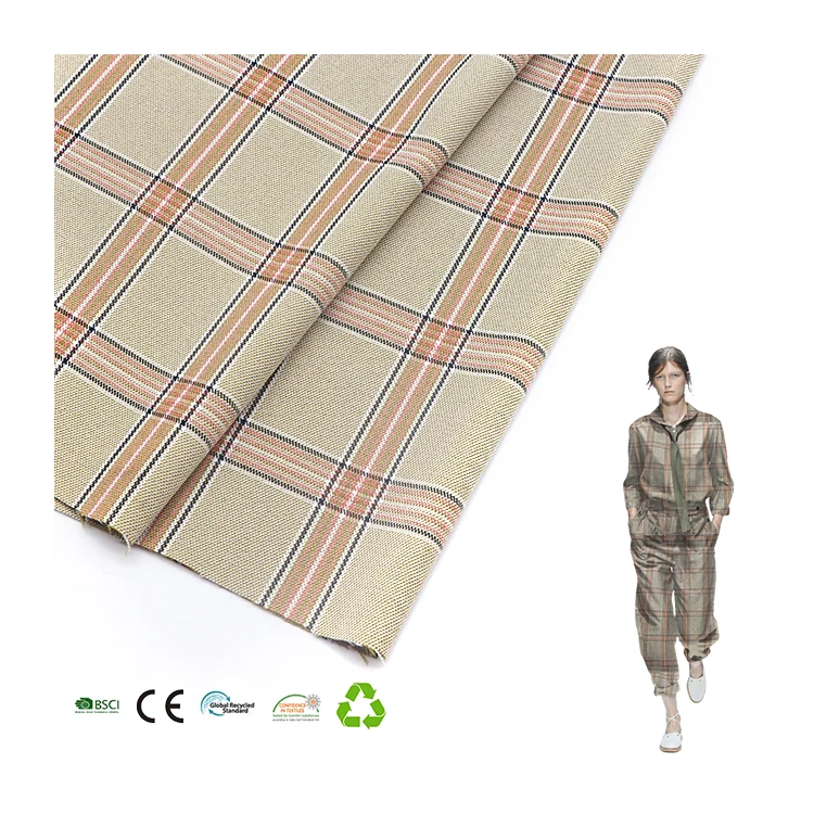 Woven Preppy jk uniform suit Plaid 100 polyester yarn dyed dress clothing shirt fabric