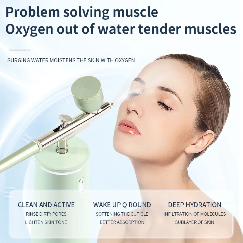 KKS handheld moisturizing nano mist facial oxygen water jet water oxygen injector Mini Airbrush Facial Water Oxygen Injector