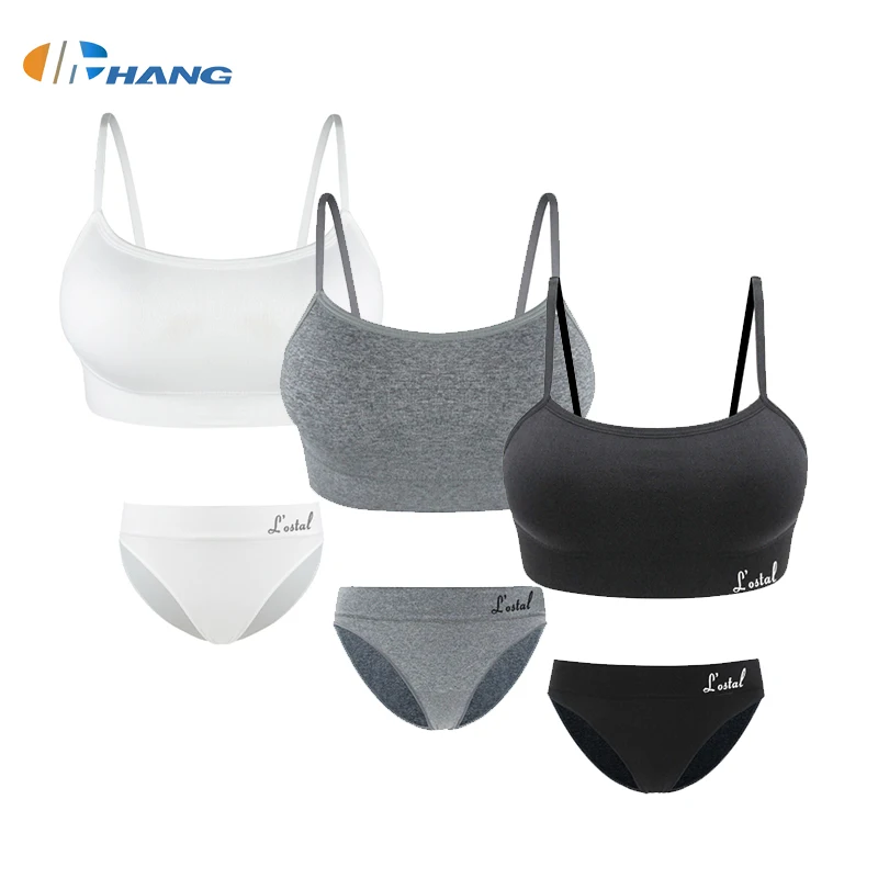 2021 Whosale Stylish Plain Yoga Sexy Seamless Camisole Top Bra Panty Set for Women