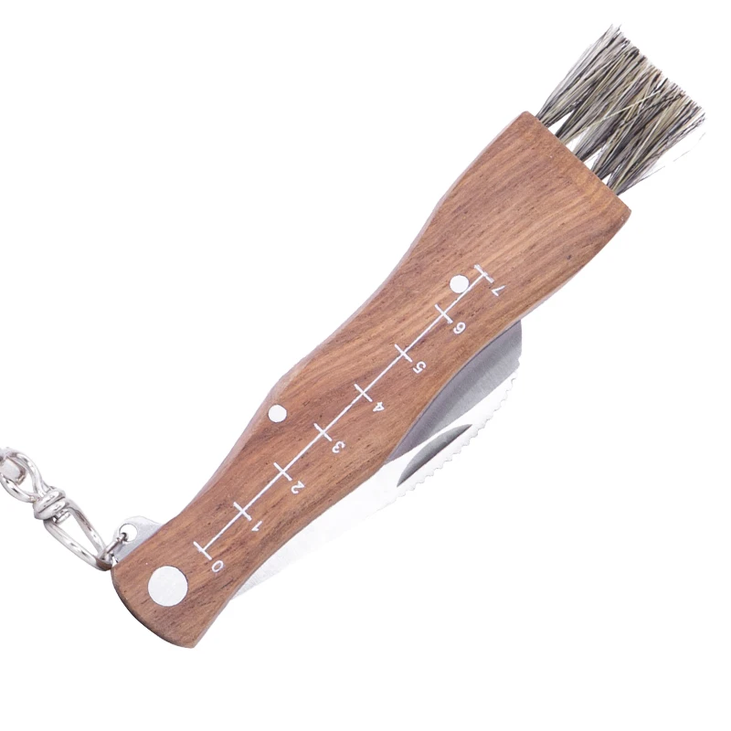 Folding Camping Hunting Truffles Harvest Sharp Knives Wood Handle Pocket knife Pruning Blade Mushroom Knife with Brush