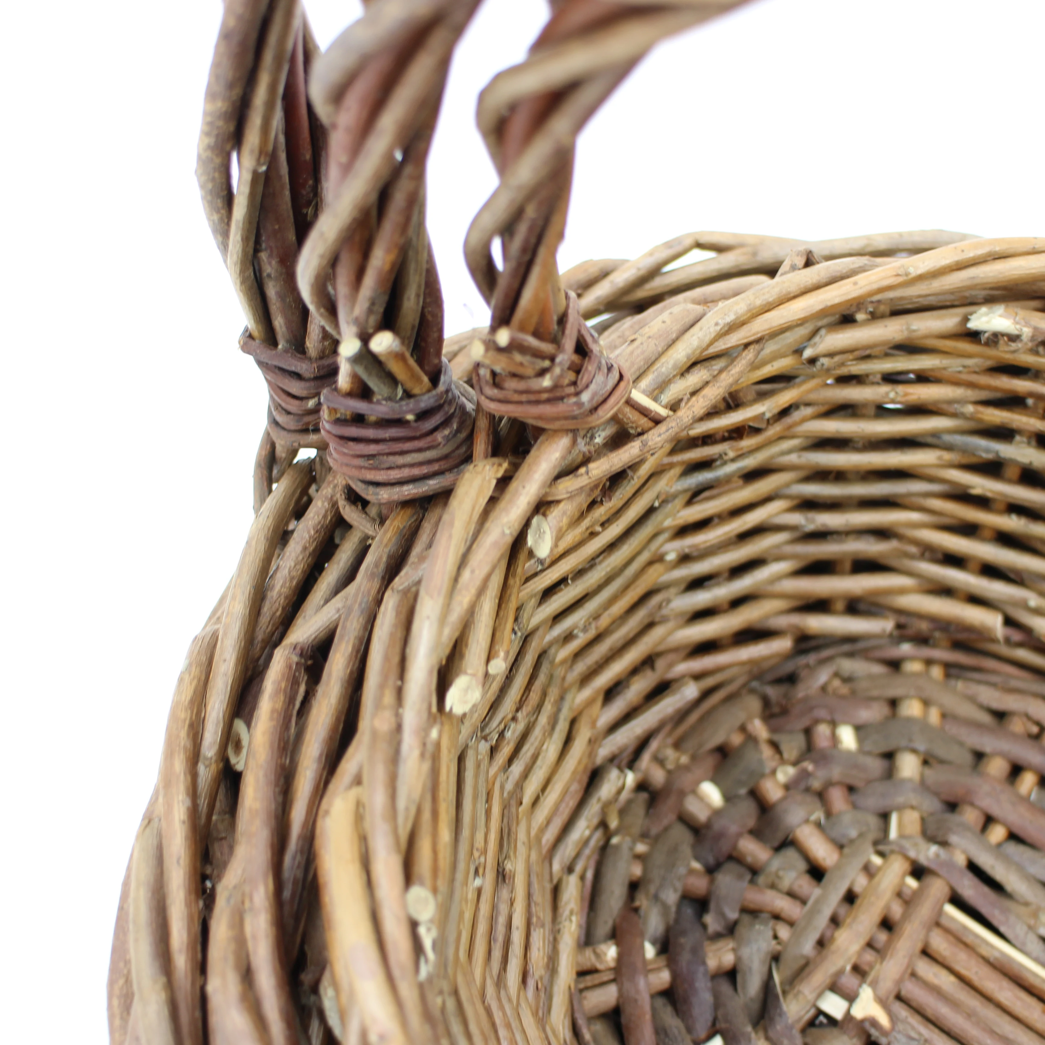 YMQL Handmade Leather Willow Fruit Basket, High Quality Retro Flower Basket